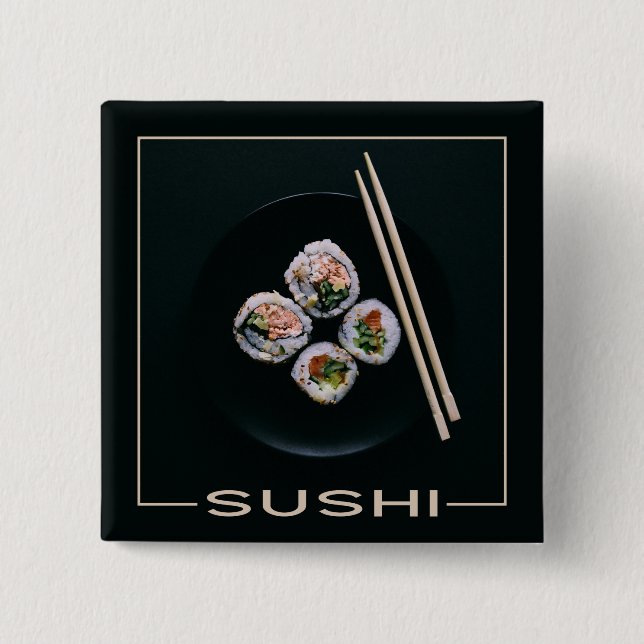 Badge Carré 5 Cm boutons sushi (Devant)