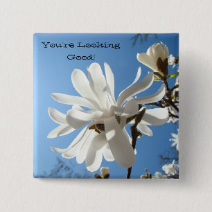 Badge Carré 5 Cm Boutons Vous êtes superbe ! Compliment Magnolias