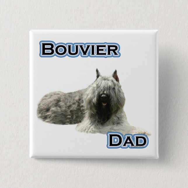 Badge Carré 5 Cm Bouvier Papa 4 - Bouton (Devant)
