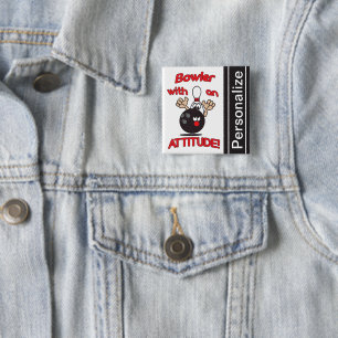 Badge Carré 5 Cm Bowler drôle avec attitude   Personnaliser