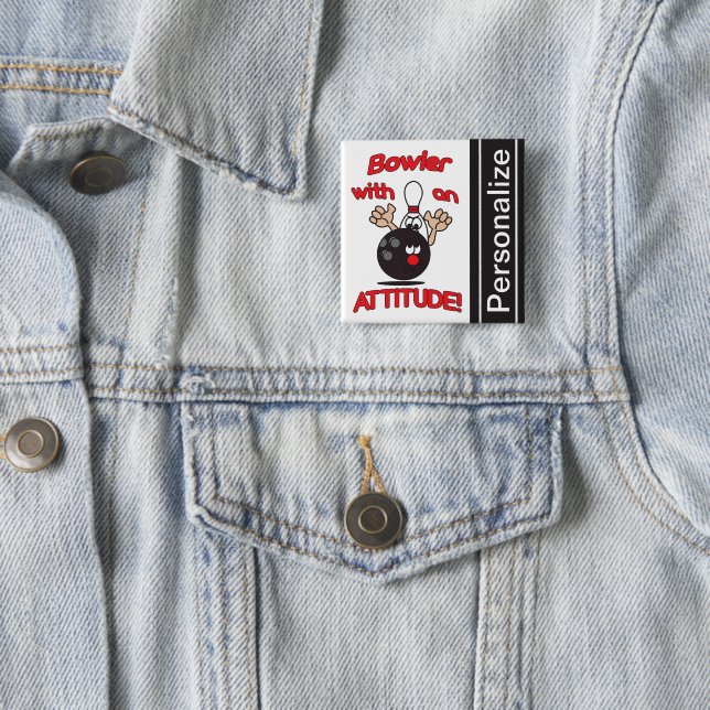 Badge Carré 5 Cm Bowler drôle avec attitude | Personnaliser (En situation)