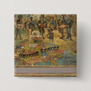 Badge Carré 5 Cm Box Dissected map, États-Unis