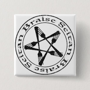 Badge Carré 5 Cm Braise Seitan Vegan Pentagram (version sombre)