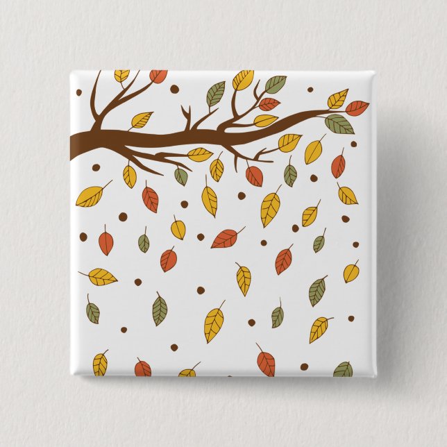 Badge Carré 5 Cm branche de lame isolée d'automne (Devant)