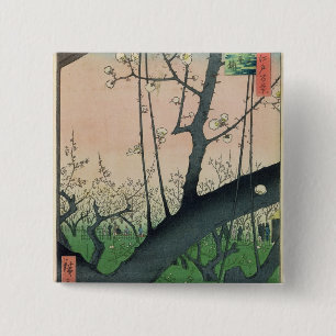 Badge Carré 5 Cm Branche d'un prunier fleurissant