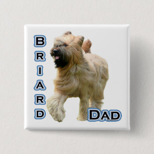 Badge Carré 5 Cm Briard Papa 4 - Bouton