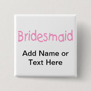 Badge Carré 5 Cm Bridemaid (rose)