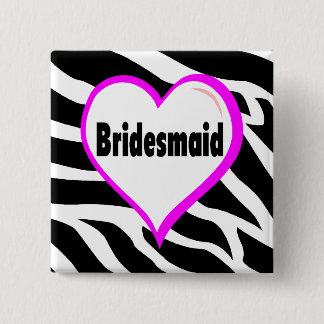 Badge Carré 5 Cm Bridesmaid (zèbre rayures)