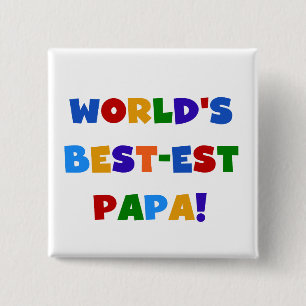 Badge Carré 5 Cm Bright Colours World's Best Papa Tshirts and Gifts