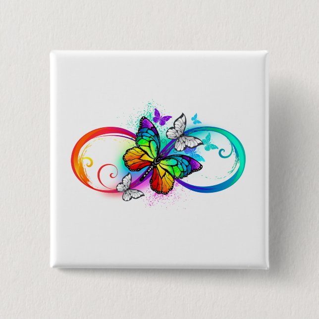 Badge Carré 5 Cm Bright infinity with rainbow butterfly (Devant)