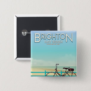Badge Carré 5 Cm Brighton, East Sussex vintage travel poster.