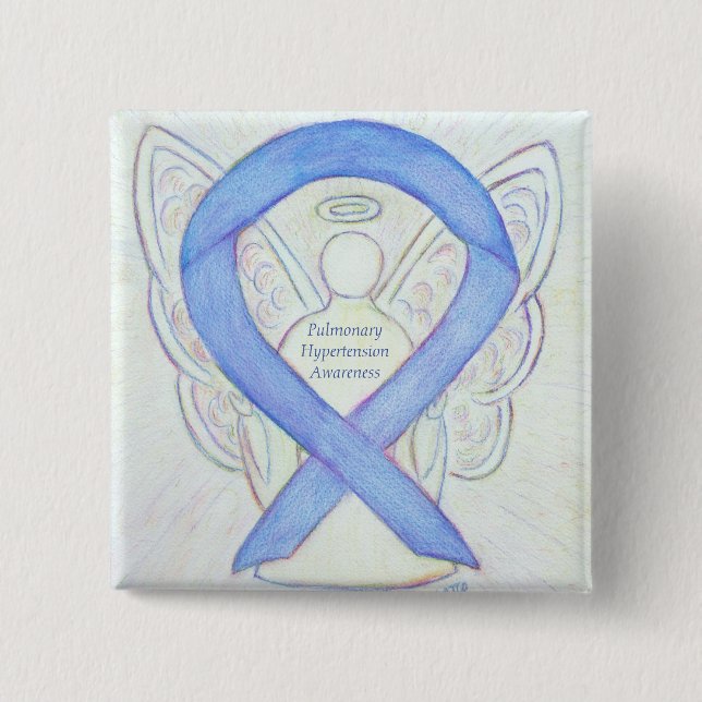 Badge Carré 5 Cm Broche Angel de ruban de sensibilisation à l'hyper (Devant)