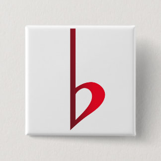Badge Carré 5 Cm Broche (Botton) Bemol Vermelho