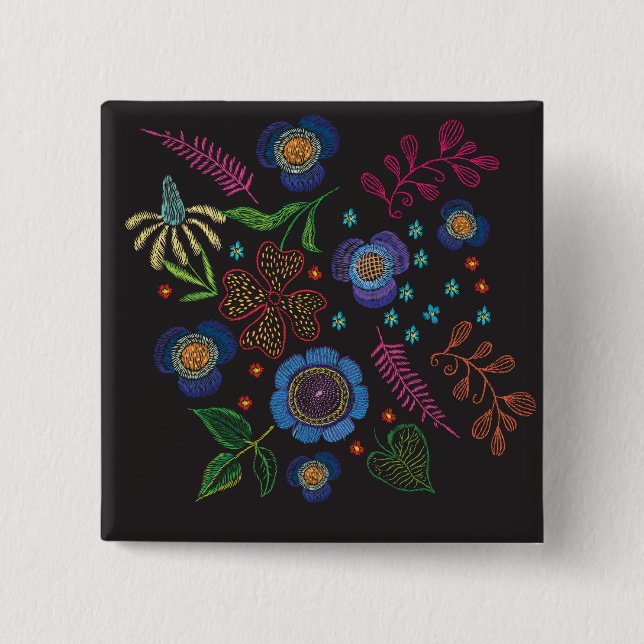 Badge Carré 5 Cm broche brodée (Devant)