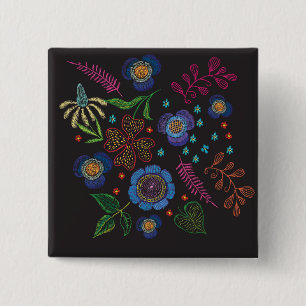 Badge Carré 5 Cm broche brodée