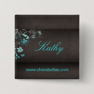 Badge Carré 5 Cm Broche de bouton d'étiquette de nom de papillon d