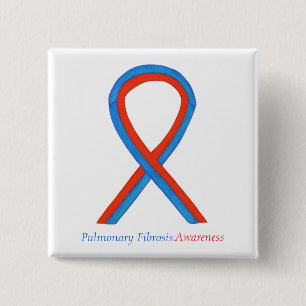 Badge Carré 5 Cm Broches Bouton de sensibilisation à la fibrose pul