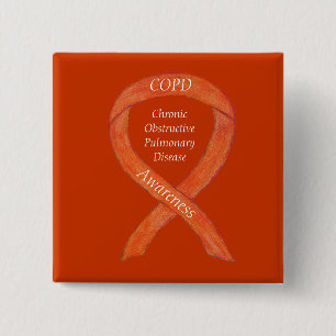 Badge Carré 5 Cm Brochure à ruban pour maladie pulmonaire obstructi