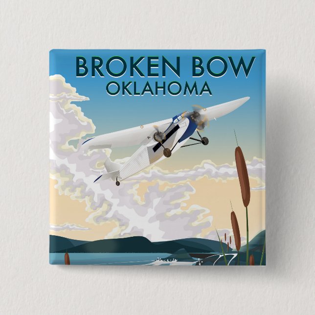 Badge Carré 5 Cm Broken Bow Oklahoma (Devant)