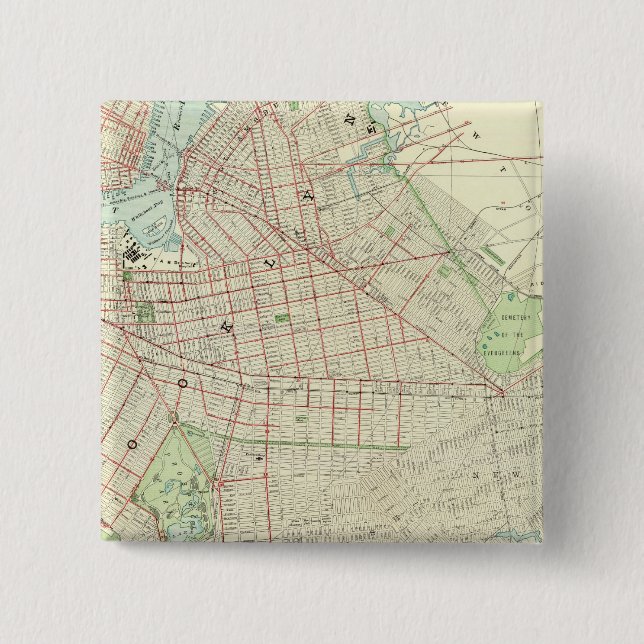 Badge Carré 5 Cm Brooklyn et ses environs (Devant)