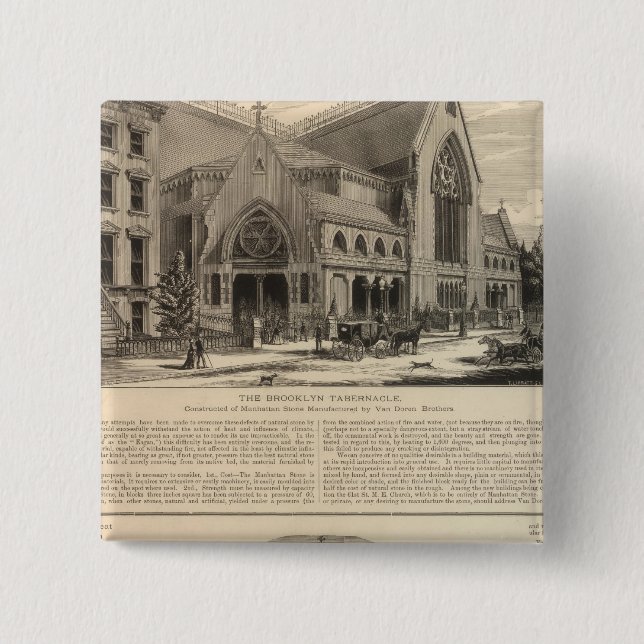 Badge Carré 5 Cm Brooklyn Tabernacle Grande Orgue construite (Devant)