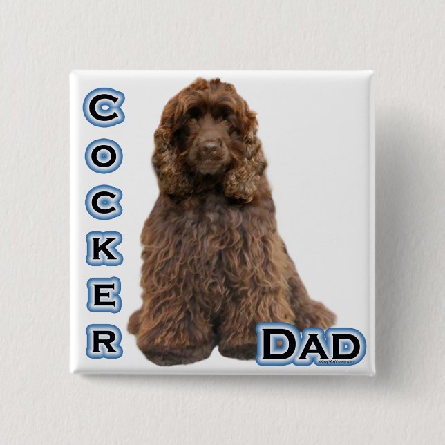 Badge Carré 5 Cm Brown Cocker Spaniel Papa 4 (Devant)