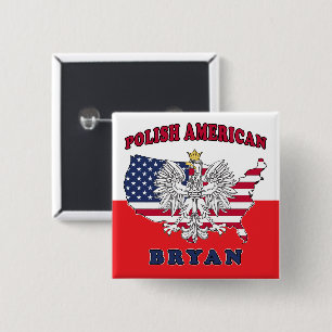 Badge Carré 5 Cm Bryan Texas Polonais Américain