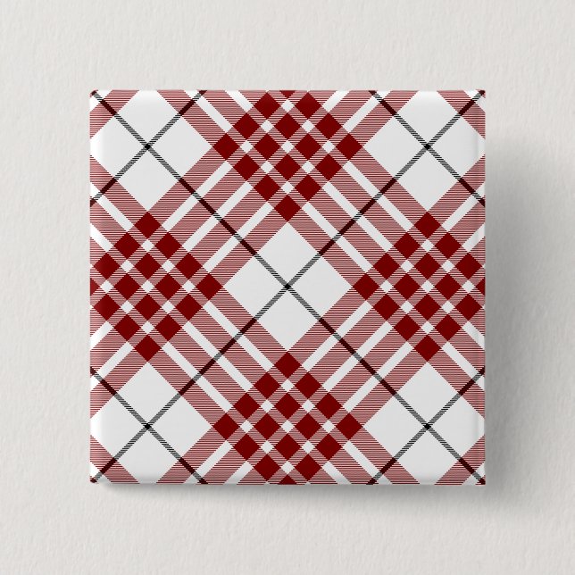 Badge Carré 5 Cm Buchanan tartan rouge blanc plaid (Devant)