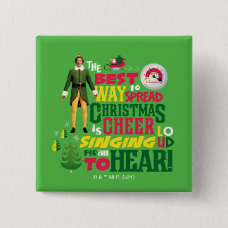 Badge Carré 5 Cm Buddy l'Elfe | Citation graphique de Noël