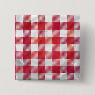 Badge Carré 5 Cm Buffalo plaid rouge et blanc