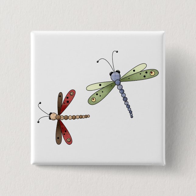 Badge Carré 5 Cm Buggin vous aussi · Libellules (Devant)
