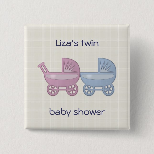 Badge Carré 5 Cm buggy rose et bleu (Devant)