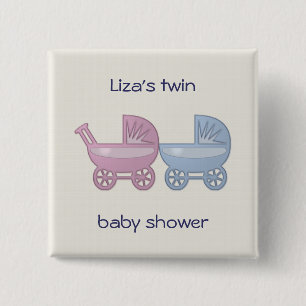 Badge Carré 5 Cm buggy rose et bleu