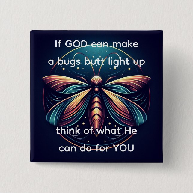 Badge Carré 5 Cm Bugs Butt Light Up Firefly Lightning bug (Devant)