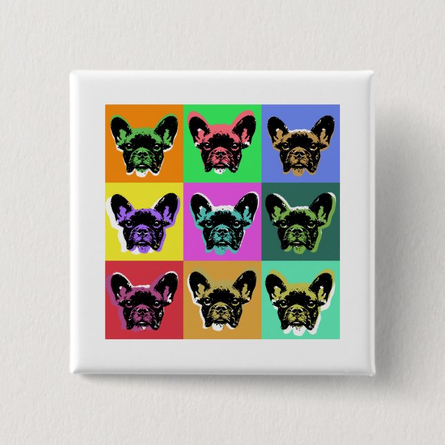 Badge Carré 5 Cm bulldog français (Devant)