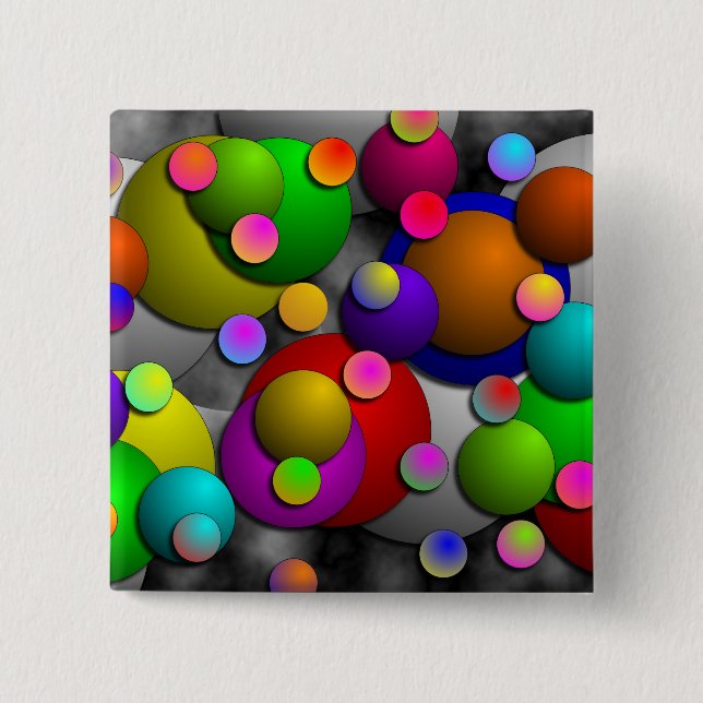 Badge Carré 5 Cm Bulles par Kenneth Yoncich (Devant)