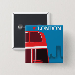 Badge Carré 5 Cm Bus rouge de Londres