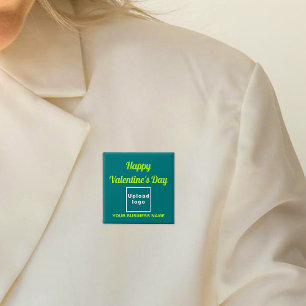 Badge Carré 5 Cm Business Valentine Salutation sur le Carré vert Tu