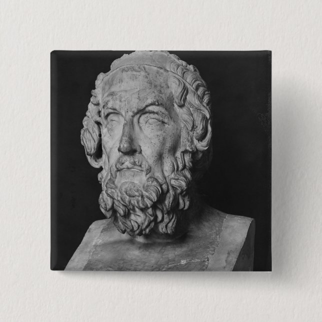 Badge Carré 5 Cm Buste de Homer, période hellénistique (Devant)