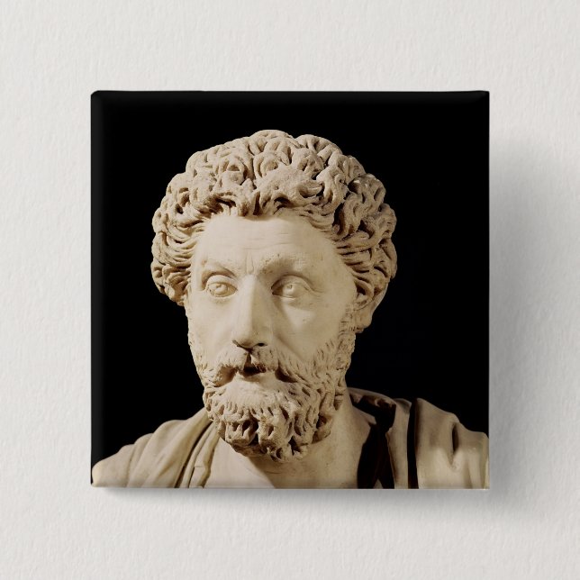 Badge Carré 5 Cm Buste de Marcus Aurelius (Devant)