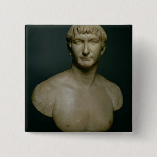Badge Carré 5 Cm Buste de portrait d'empereur Trajan (53-117