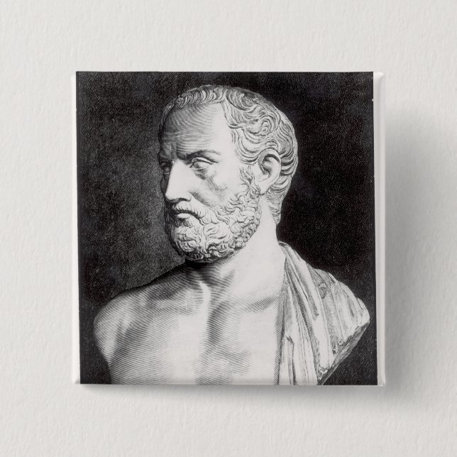 Badge Carré 5 Cm Buste de Thucydides, gravé par Barbant (Devant)