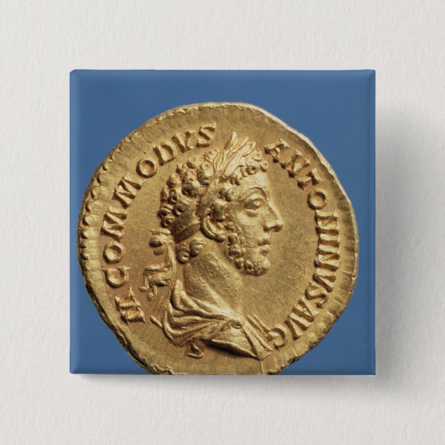 Badge Carré 5 Cm Buste doré de Commodus (Devant)