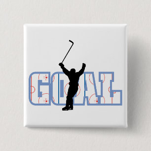Badge Carré 5 Cm But - score de hockey sur glace - cadeaux de