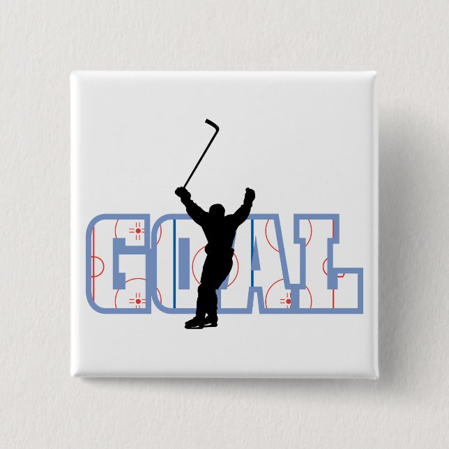 Badge Carré 5 Cm But - Score de hockey sur glace - Cadeaux de sport (Devant)