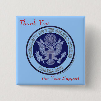 Badge Carré 5 Cm Buton d'Obama. Merci, pour votre appui
