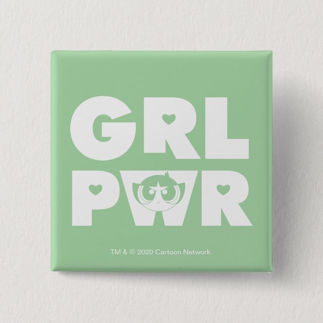 Badge Carré 5 Cm Buttercup : Girl power (Devant)