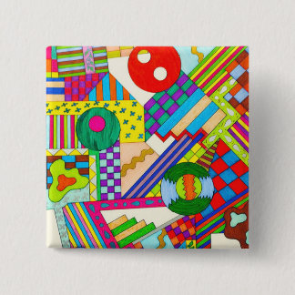 Badge Carré 5 Cm Buttons Caught in Shapes