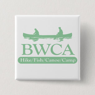 Badge Carré 5 Cm BWCA / Randonnée en canoë de poisson