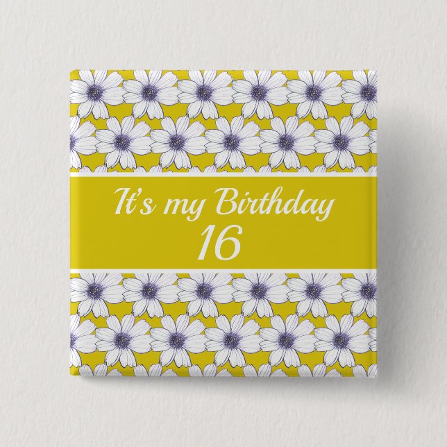 Badge Carré 5 Cm C’est mon anniversaire de naissance (Devant)